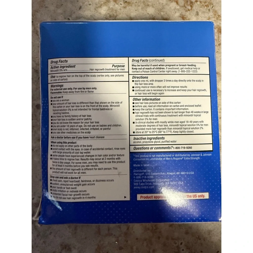 Kirkland Signature Minoxidil 5% Extra Strength Men Hair Regrowth 6 Month Supply